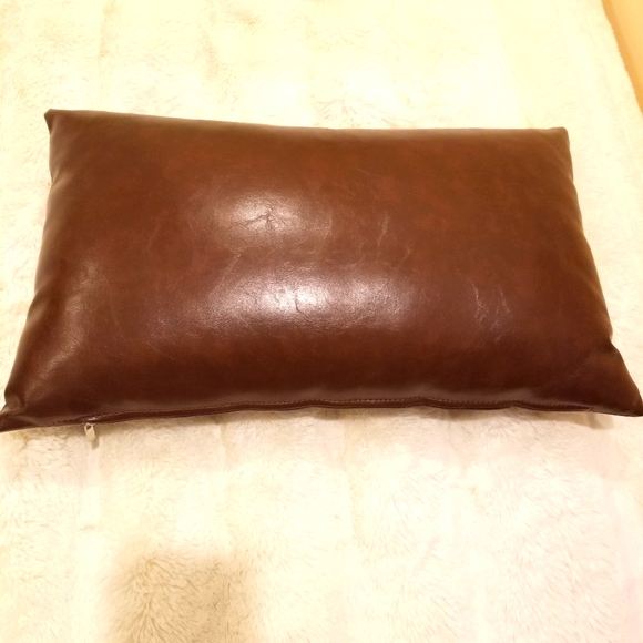 Faux Vegan Leather Decorative 6 brown pillow covers, 12×20 - Picture 1 of 7